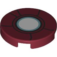 Деталь LEGO Tile Round 2 x 2 with White/Medium Blue Repulsor print, Темно-красный