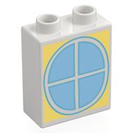 Деталь LEGO Duplo Brick 1 x 2 x 2 with Bottom Tube with Window Print, Белый