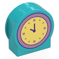 Деталь LEGO Duplo Brick 1 x 3 x 2 Round Top, Cut Away Sides with Bright Light Yellow Clock Print, Средне-лазурный