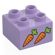 Деталь LEGO Duplo Brick 2 x 2 with 2 Carrots Print, Лавандовый