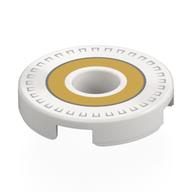 Деталь LEGO Tile Round 2 x 2 with Hole with Gold Circle print, Белый