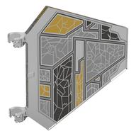 Деталь LEGO Flag 5 x 6 Hexagonal with U Clips with Gold, Silver, Dark Silver Panels print, Прозрачный бесцветный