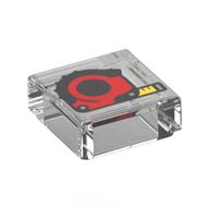 Деталь LEGO Tile 1 x 1 with Red Tape Measure print, Прозрачный бесцветный