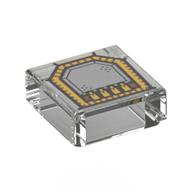 Деталь LEGO Tile 1 x 1 with Silver and Gold Circuitry (Echolocation Interface) print, Прозрачный бесцветный