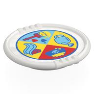 Деталь LEGO Duplo Disk with Slide, Paintbrush, Dog Bowl, and Watering Can Print, Белый