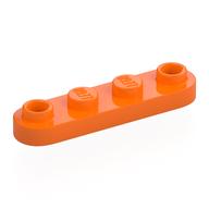 Деталь LEGO Пластина специальная скруглённая 1 x 4, с 2 открытыми штырьками, Оранжевый