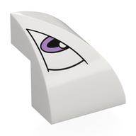 Деталь LEGO Brick Curved Double 2 x 2 x 1 2/3 Corner with Eye, Lavender Pupil, Right print, Белый