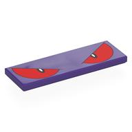Деталь LEGO Tile 2 x 6 with Red Eyes, Angry print, Темно-фиолетовый