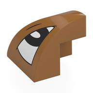 Деталь LEGO Brick Curved Double 2 x 2 x 1 2/3 Corner with White Eye, Black Pupil, Left print, Средне-темный телесный