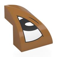 Деталь LEGO Brick Curved Double 2 x 2 x 1 2/3 Corner with White Eye, Black Pupil, Right print, Средне-темный телесный