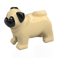 Деталь LEGO Animal, Dog Pug with Black Face, Ears print, Песочный