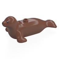 Деталь LEGO Animal, Seal with Black Eyes print, Средне-коричневый