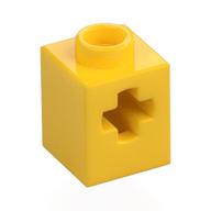 Деталь LEGO Кирпичик Technic 1 x 1, с осевым отверстием, Желтый