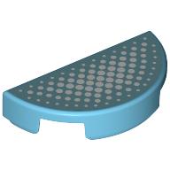 Деталь LEGO Tile Round 1 x 2 Half Circle with Dark Turquoise Surface, White Dots print, Средне-лазурный