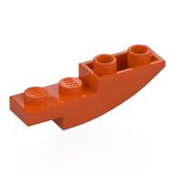 Деталь LEGO Скос изогнутый перевёрнутый 4 x 1, Красно-оранжевый