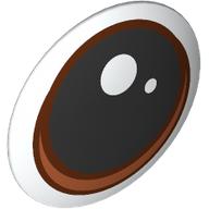 Деталь LEGO Shield Round Bowed [Plain] with Eyes, Black Pupil with White Dots, Reddish Brown/Dark Orange Iris print, Белый