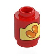 Деталь LEGO Brick Round 1 x 1 Open Stud with Bean Can print, Красный