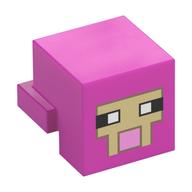 Деталь LEGO Minifig Head Special, Cube with Rear Ledge, Pixelated Tan Face with Bright Pink Mouth with Dark Tan Border Print, Темно-розовый