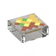 Деталь LEGO Tile 1 x 1 with Pixelated Totem of Undying print, Прозрачный бесцветный