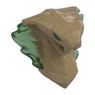Деталь LEGO Minifig Head Special Snake, Cobra with Open Mouth with Trans-Green Eyes, Flames, Темно-песочный