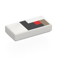Деталь LEGO Tile 1 x 2 with Pixelated Red/Black/Dark Tan Eye print, Белый