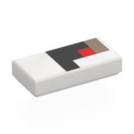 Деталь LEGO Tile 1 x 2 with Pixelated Red/Black/Dark Tan Eye print, Белый