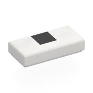 Деталь LEGO Tile 1 x 2 with Black Square print, Белый