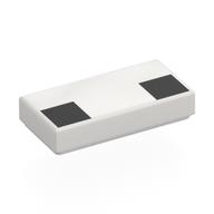 Деталь LEGO Tile 1 x 2 with 2 Black Squares print, Белый