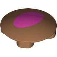 Деталь LEGO Plate Round 2 x 2 with Rounded Bottom [Boat Stud] with Dark Pink Oval print, Средне-темный телесный