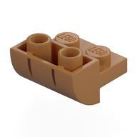 Деталь LEGO Brick Curved Inverted 2 x 2 with 1 x 2 Cutouts with Reddish Brown Stripes print, Средне-темный телесный