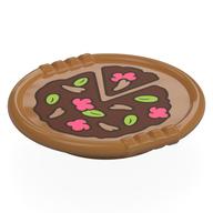 Деталь LEGO Duplo Disk with Pizza, Coral/Lime/Dark Tan Ingredients print, Средне-темный телесный
