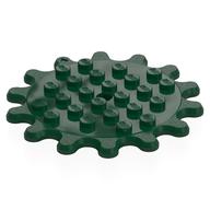 Деталь LEGO Plate Special 6 x 6 Gear with 14 Teeth, Темно-зеленый