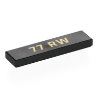 Деталь LEGO Tile 1 x 4 with Yellow '77 RW' print, Черный