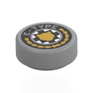 Деталь LEGO Tile Round 1 x 1 with Jaguar E-Type Logo print, Светлый сине-серый