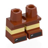 Деталь LEGO Leg Short with Bright Light Yellow Stripe Pattern with print, Темно-оранжевый
