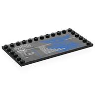 Деталь LEGO Plate Special 6 x 12 with Studs on 3 Edges with 'LEGO STAR WARS GROGU', Stats print, Черный