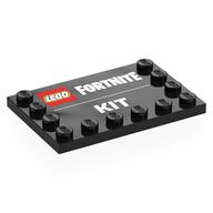 Деталь LEGO Plate Special 4 x 6 with Studs on 3 Edges with 'LEGO FORTNITE KIT' print, Черный