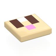 Деталь LEGO Tile 2 x 2 with Pixelated Face, Reddish Brown Eyes, Bright Pink Nose print, Песочный