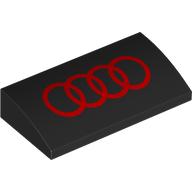 Brick Curved 2 x 4 x 2/3 No Studs, with Bottom Tubes with Red Audi Logo print