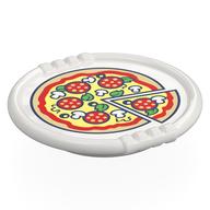 Деталь LEGO Duplo Disk with Bright Light Yellow Pizza, Salami, Mushroom, Olives, Broccoli print, Белый