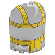 Деталь LEGO Cylinder Half 3 x 6 x 6 Closed on Top with 2 Studs with Yellow Cockpit print, Прозрачный бесцветный