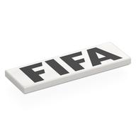 Деталь LEGO Tile 2 x 6 with Black 'FIFA' print, Белый