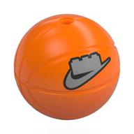 Деталь LEGO Minifig Head Special, Basketball with Silver LEGO Brick, Nike Logo print, Оранжевый