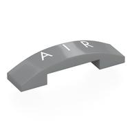 Деталь LEGO Brick Curved 4 x 1 Double with No Studs with White 'AIR' print, Светлый сине-серый