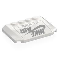 Деталь LEGO Brick Wedged, Curved Triple 4 x 4 x 2/3 with 2 Studs with Dark Bluish Grey 'NIKE AIR', 'AIR FORCE' print, Белый