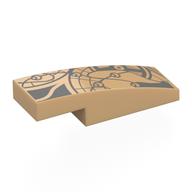 Деталь LEGO Brick Curved 3 x 1 x 2/3 with Dark Bluish Grey Tattoo print, Теплый песочный