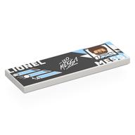 Деталь LEGO Tile 2 x 6 with Black Background, Bright Light Blue Shapes, 'LIONEL MESSI', Portrait print, Белый