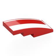 Деталь LEGO Brick Curved 4 x 2 No Studs with White Rectangle, Line print, Красный