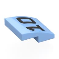 Деталь LEGO Brick Curved 2 x 2 x 2/3 with Black '10' print, Ярко-светло-голубой