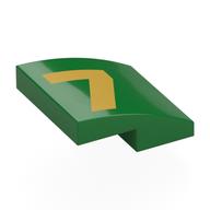 Деталь LEGO Brick Curved 2 x 2 x 2/3 with Gold '7' print, Зеленый